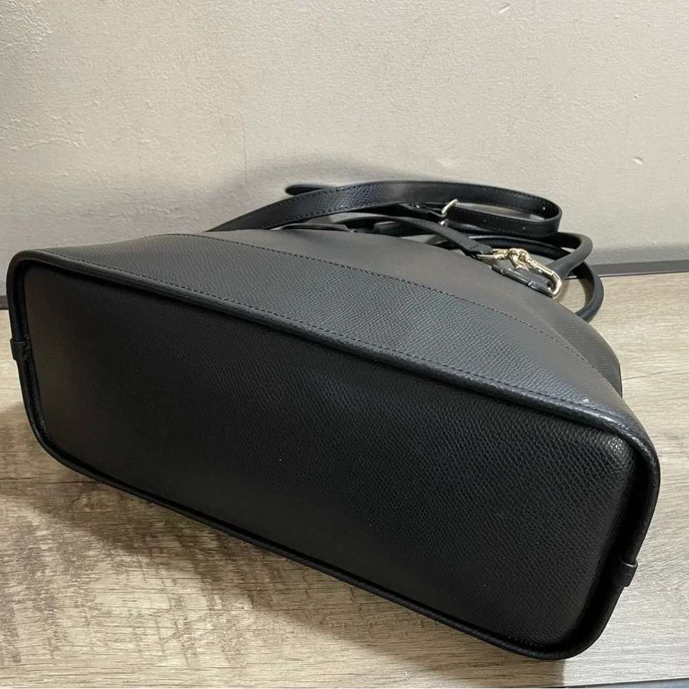Authentic COACH Black Leather CORA Dome SATCHEL Designer BAG Purse w Strap